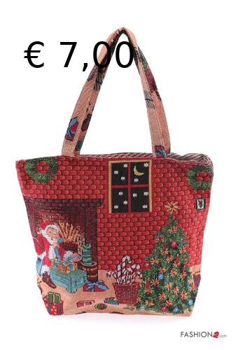 Borsa stoffa Natale modello camino